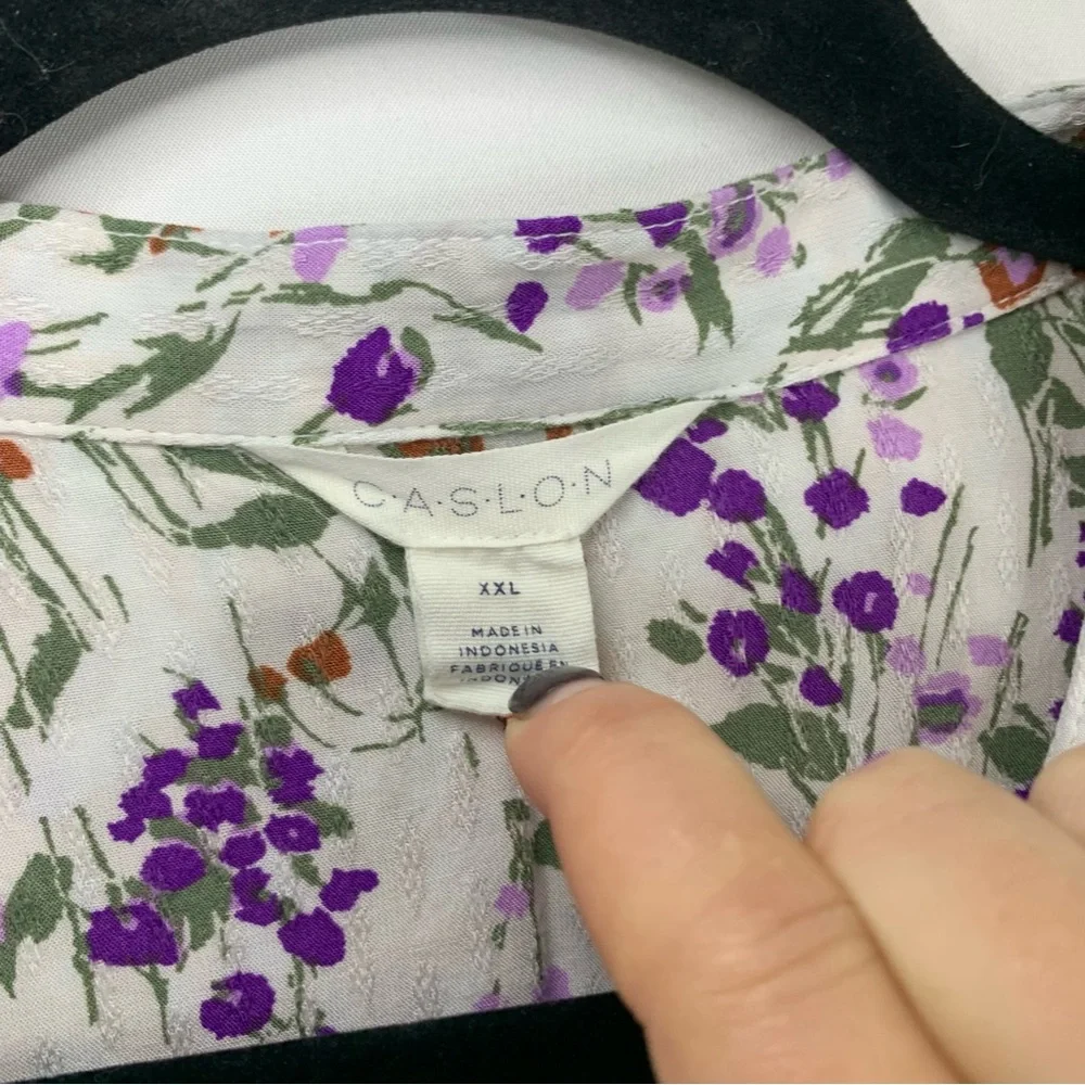 Caslon Floral Bell Sleeve V Neck Blouse, size XXL - Picture 2 of 9